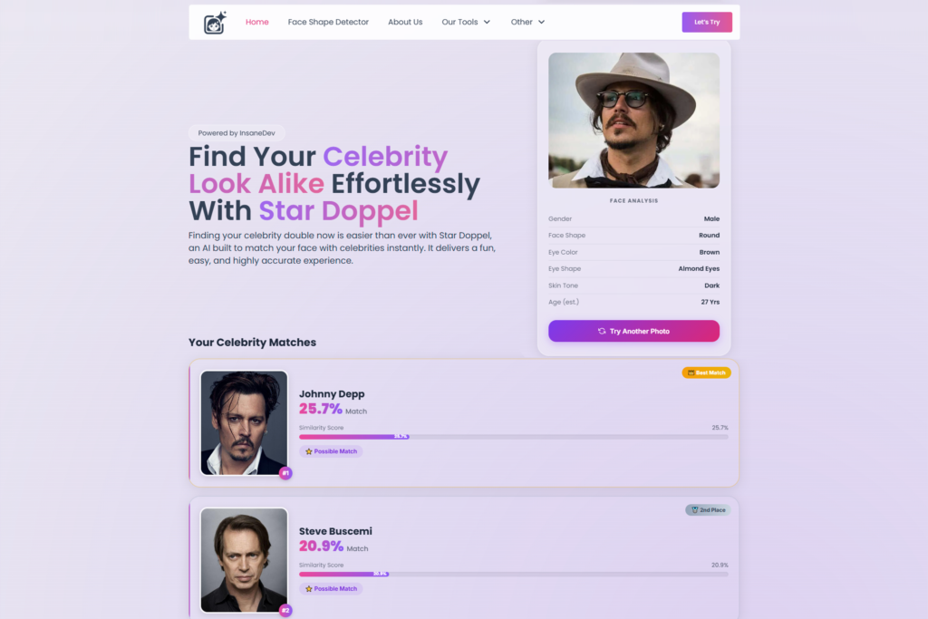 stardoppel celebrity look alike Results screenshot